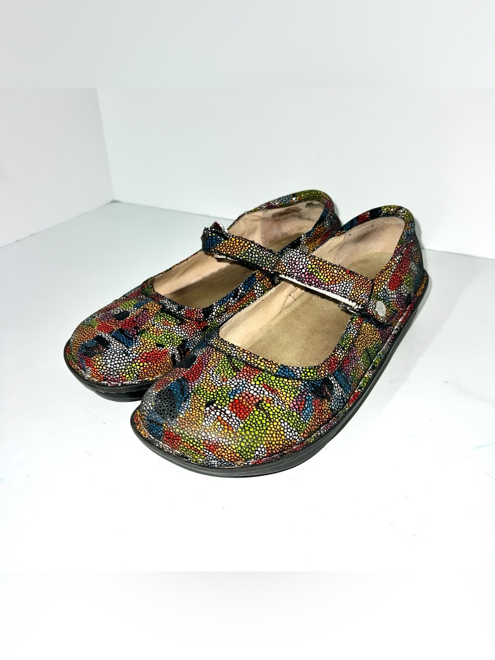 Alegria Belle Colorful Pebble Leather Mary Jane Clogs EU 41 / US 10.5-11